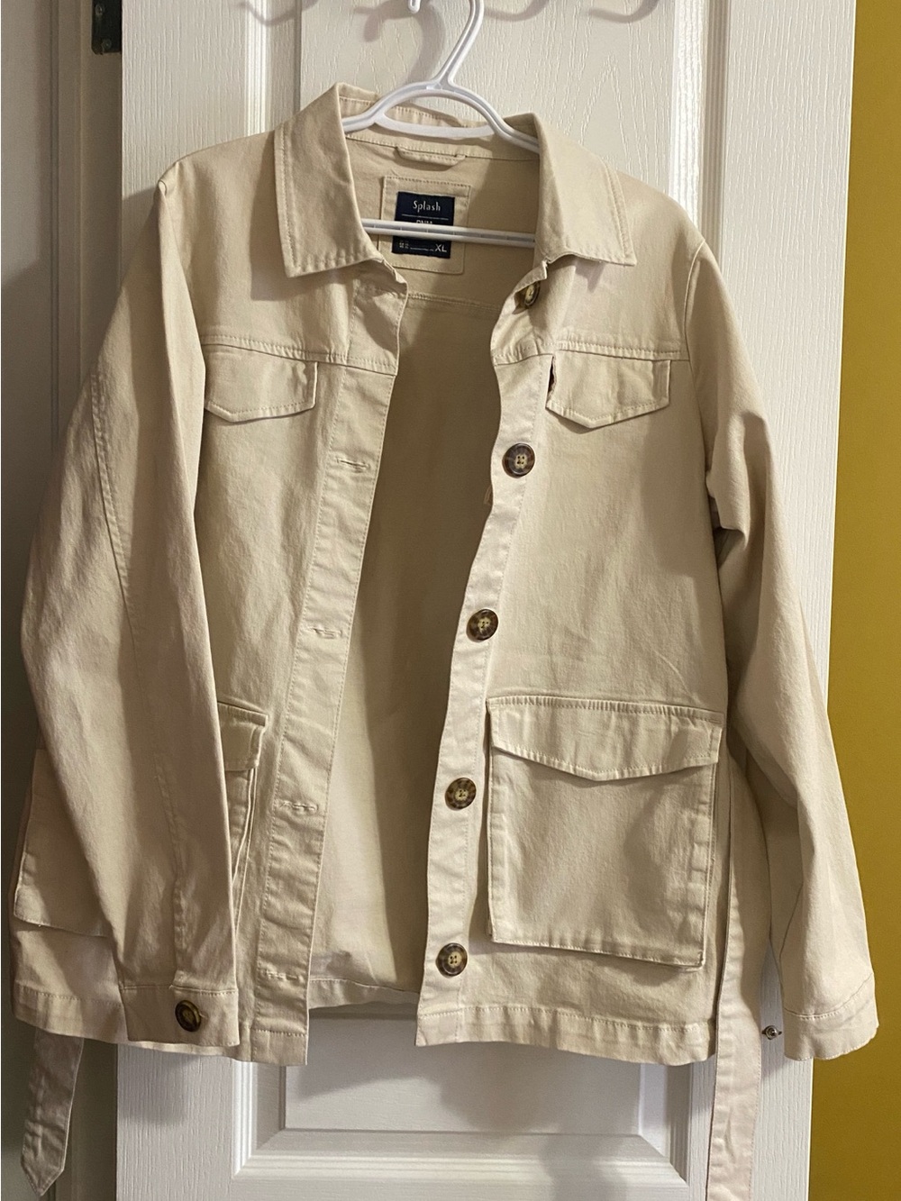 Splash Cream Cotton Utility Jean Jacket